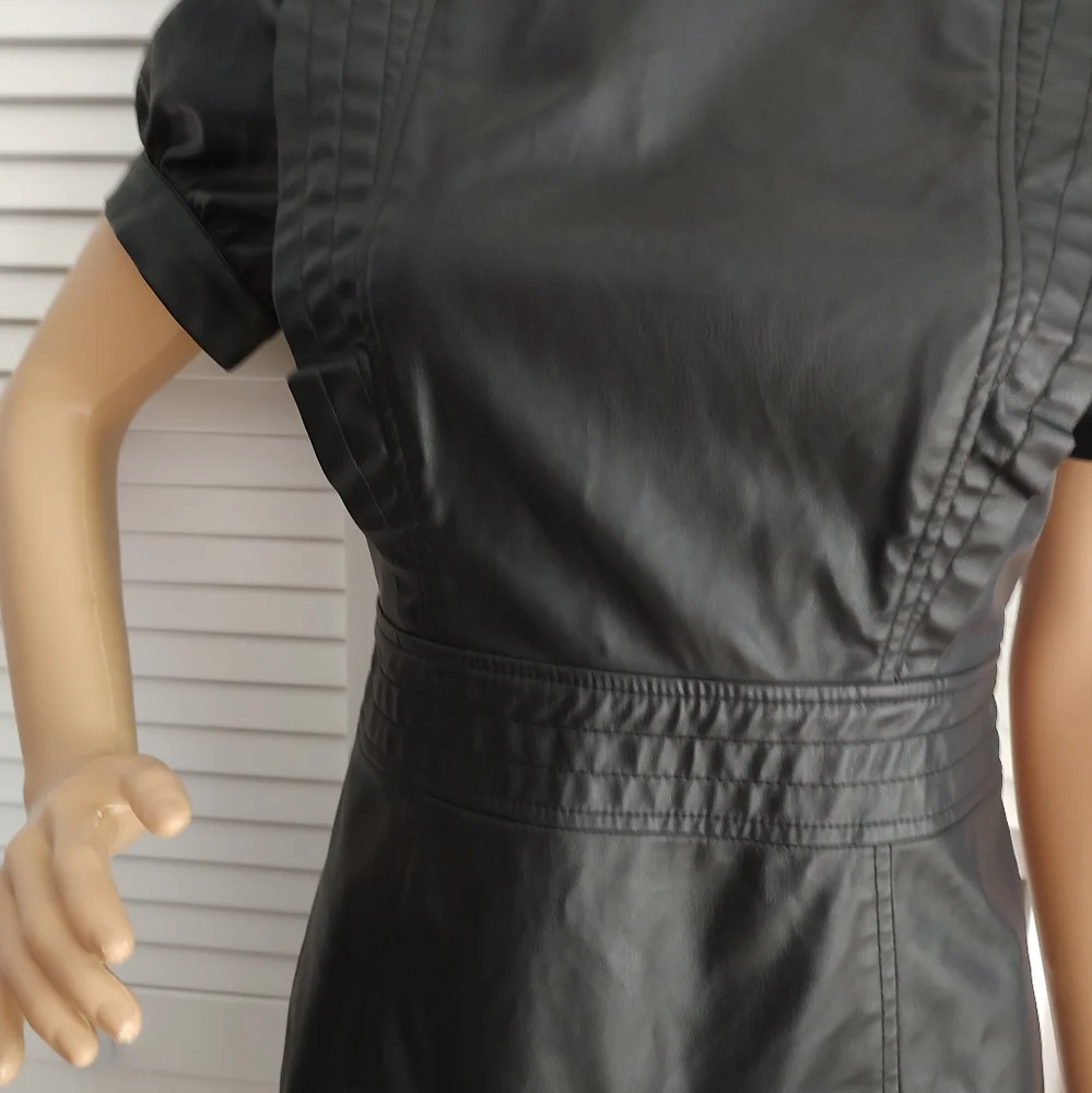 Zara black faux leather ruffled mini - Picture 6 of 9